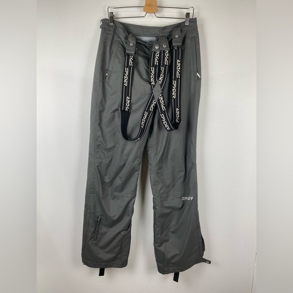 Spyder Gray Thinsulate XTL 10,000 Snowboard Ski Pants With Suspender, Size 16 - Picture 1 of 10